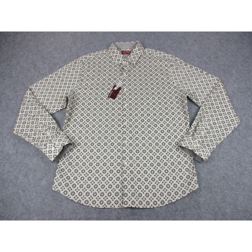 Consequence Shirt Mens Extra Large Beige Geometric Button Up Long Sleeve